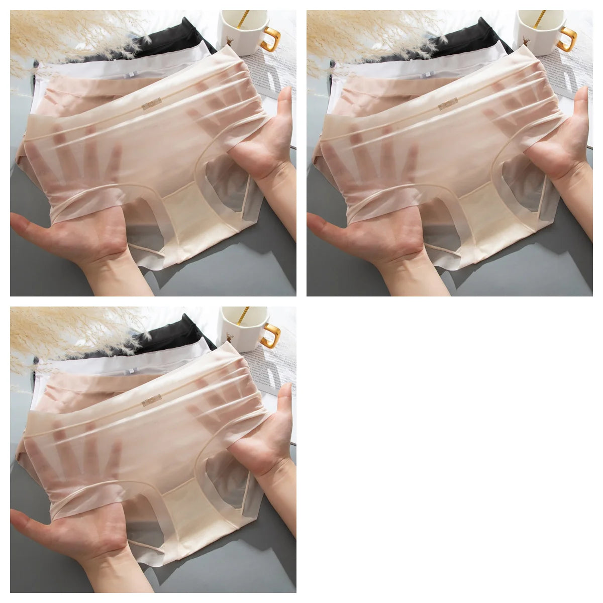 3Pcs/Set Low Rise Briefs Panties For Women Ice Silk Quick Drying Female Seamless Underwear Solid Color Underpants Sexy Lingerie