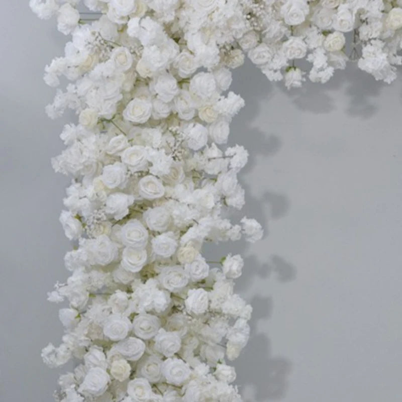 White Artificial Rose Sakura Square Flower Arch Wedding Ceremony Engagement Photo Booth Birthday Party Backdrop Decor Supplies