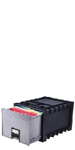 Storex Plastic Archive Storage Drawer with Lock, Letter Size, 18-Inch Drawer, Black (STX61178U01C)