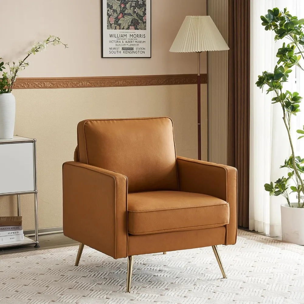 A set of two living room chairs, PU leather decorative chairs, medieval modern with armrests and soft cushions, sofa chairs