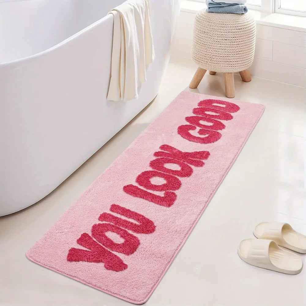 You Look Good Pink Carpet Bathroom Floor Mat Long Carpet Pink Bedroom Carpet Carpet for Live Room Bedside Rug Home Decoration