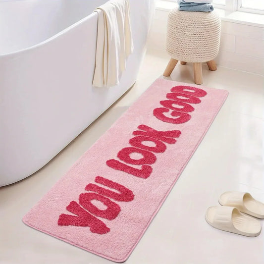 You Look Good Pink Carpet Bathroom Floor Mat Long Carpet Pink Bedroom Carpet Carpet for Live Room Bedside Rug Home Decoration