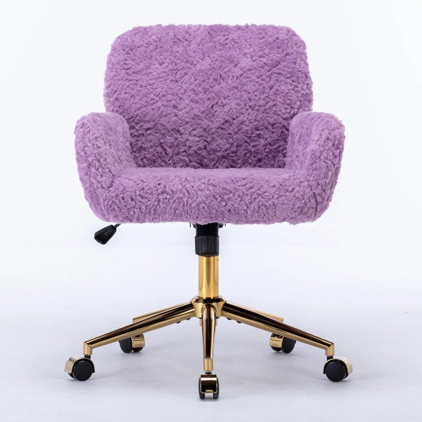 Living Room ChairsLuxury Swivel Office Chair with Plush Rabbit Fur Desk Chair for Home or Vanity Purple Elegant Design