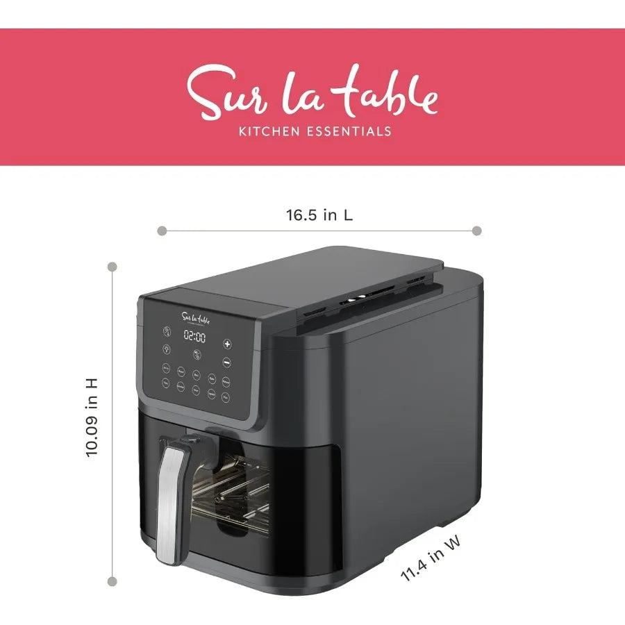 KITCHEN ESSENTIALS 5-in-1 Compact 8-Quart Basket Air Fryer with Window for Easy Viewing Digital Touchscreen Display with 10-Pre