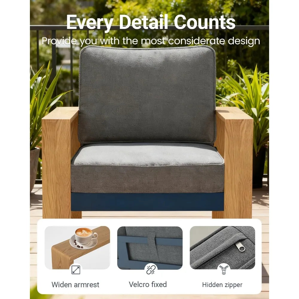 Outdoor Patio Furniture Set, 7-Piece Modern Sectional Conversation Sets with Fire Pit Table, Wide Seat and Thick Cushions