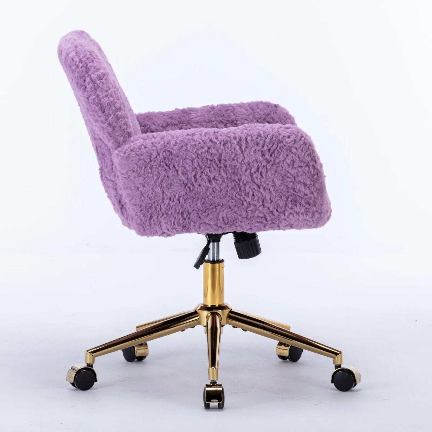 Living Room ChairsLuxury Swivel Office Chair with Plush Rabbit Fur Desk Chair for Home or Vanity Purple Elegant Design