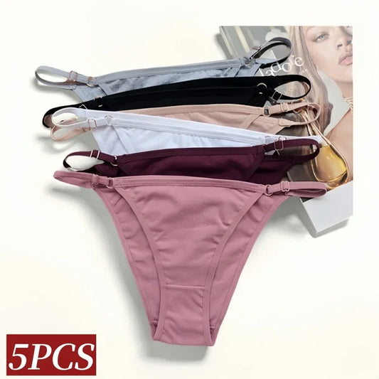 5Pcs/set Cotton Briefs Panties Women Low Waist Underwear Cotton Solid Color Underpants Soft Feamle Sexy Lingerie S-XL