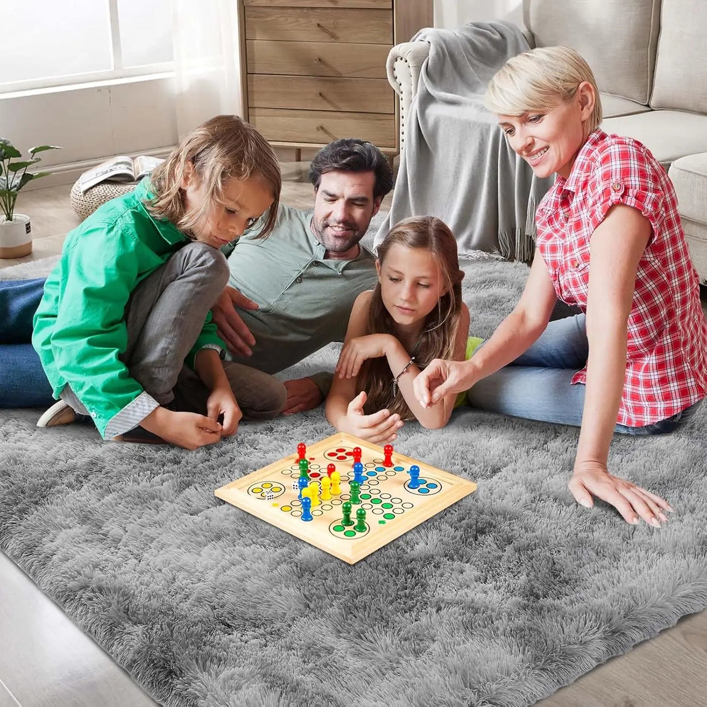 Ultra Soft Fluffy Shag Area Rug, 8x10 Tie-Dye Grey, Non-Slip Carpet for Bedroom Living Room Nursery Kids Girls Home Decor