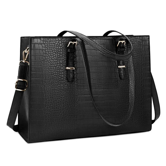 Women's office tote bag, large capacity, leather tote bag, laptop shoulder bag with zipper and detachable shoulder strap