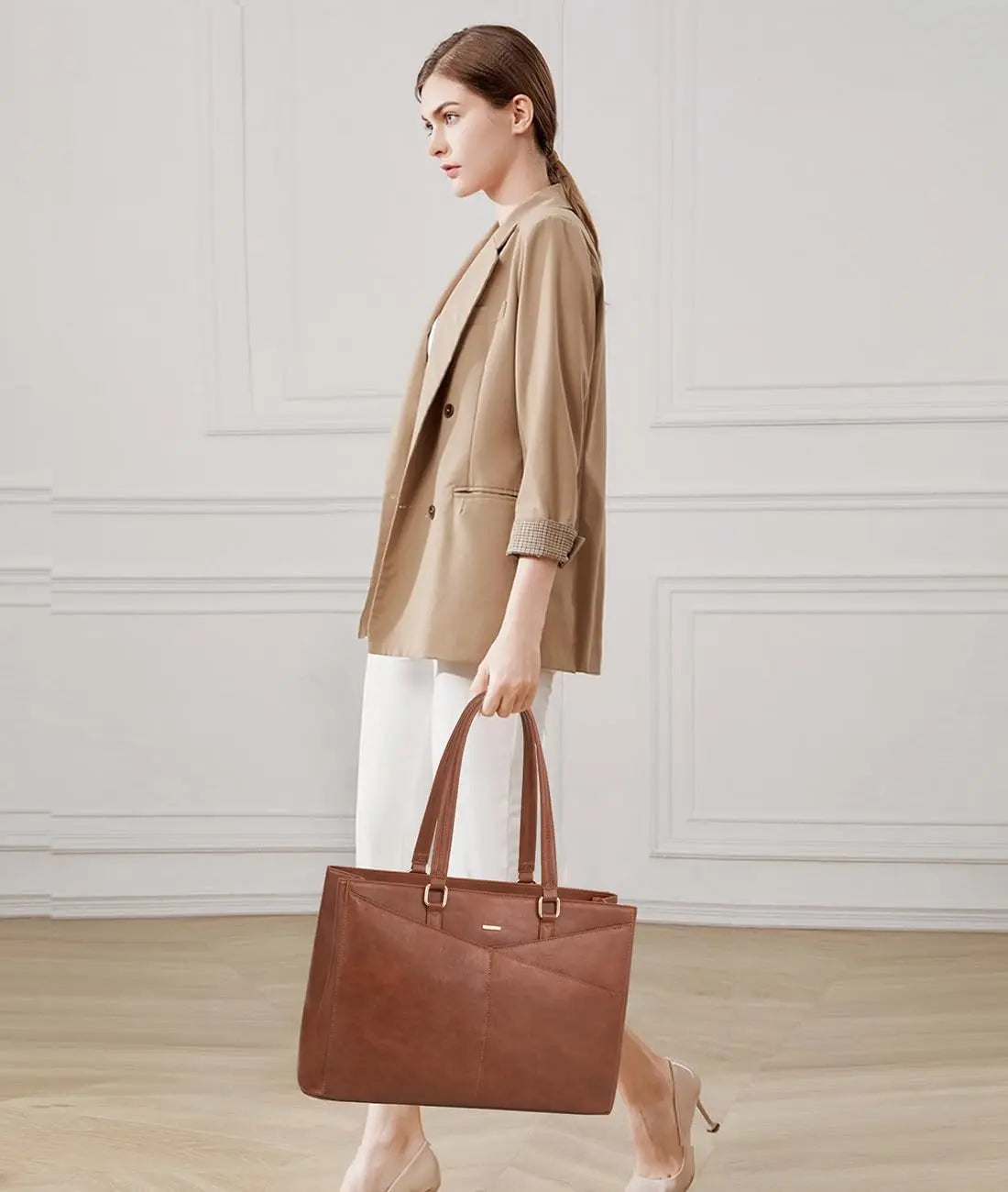 Stylish Laptop Tote Bag for Women, Fits 15.6 Inch Computer, Large Capacity Office Work Handbag
