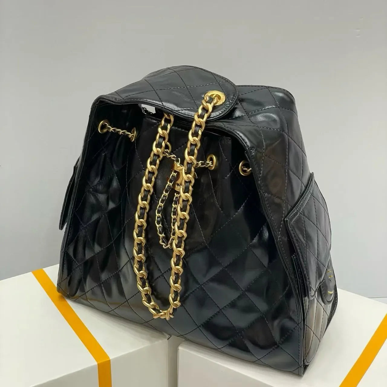 Bag 25S Hobo Shoulder bag Waxed Leather drawstring Chain Bucket Bag 25C Bag high-capacity Genuine Leather Luxury Crossbody Bag