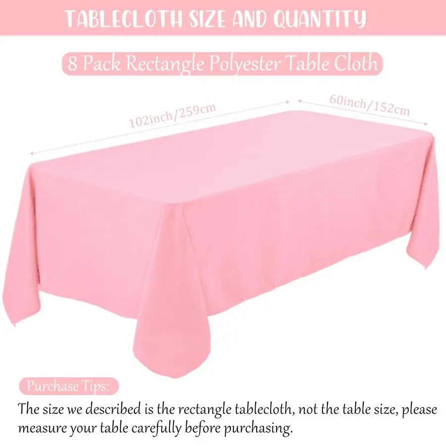 Pack Premium Pink Tablecloth 60 x 102 Inch, Rectangle Table Clothes for 6 Foot Rectangle Tables Washable Polyester Fabric Table