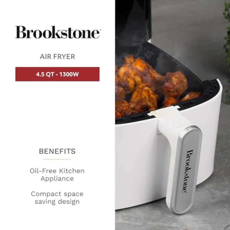 Air Fryer 4.5 Qt 1300W Large Capacity with LED Display 8 Presets Adjustable Temp Oil-Free Kitchen Appliance for Baking Roasting