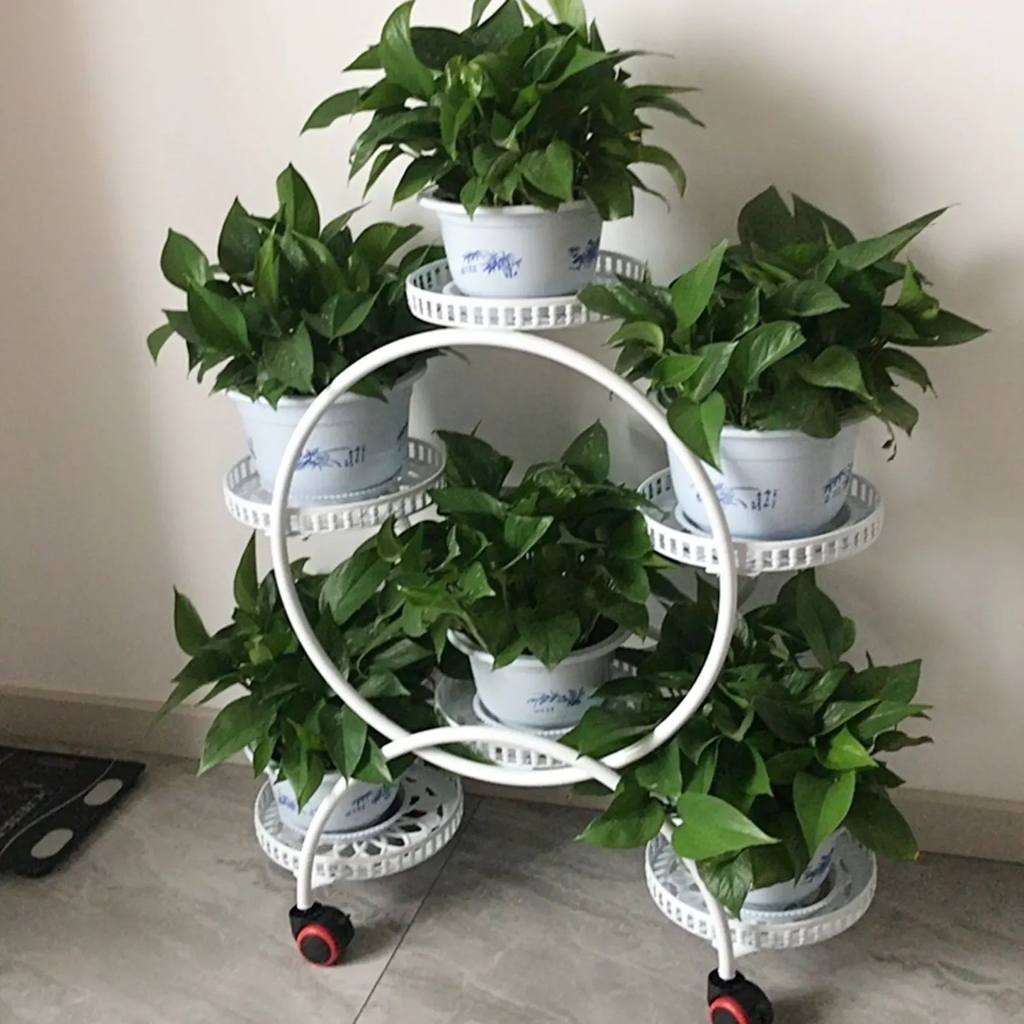 Metal Plant Stands 6 Pots Plants Flower Stand for Patio Garden Living Room Corner Balcony Bedroom Black / White