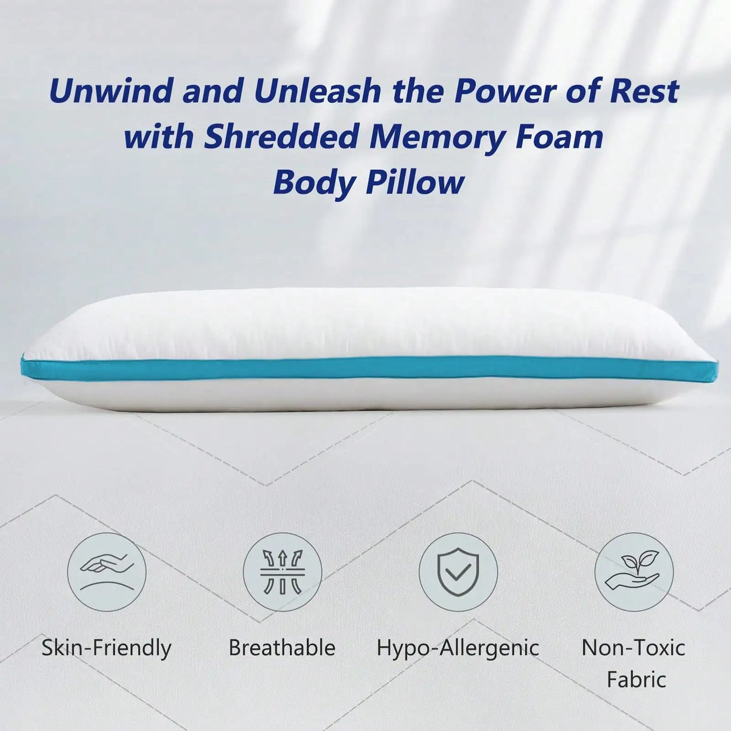 20 x 54 in Memory Foam Body Pillow, Large Full Body Pillow for Adults, Soft Long Bed Pillow for Side Sleepers, White