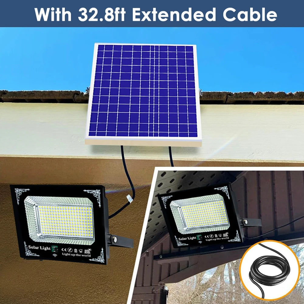 Powerful Led Solar Light High Bright 2 Head 6000mah Flood Light Waterproof Outdoor Garden Wall Light For Indoor Shed Barn Room