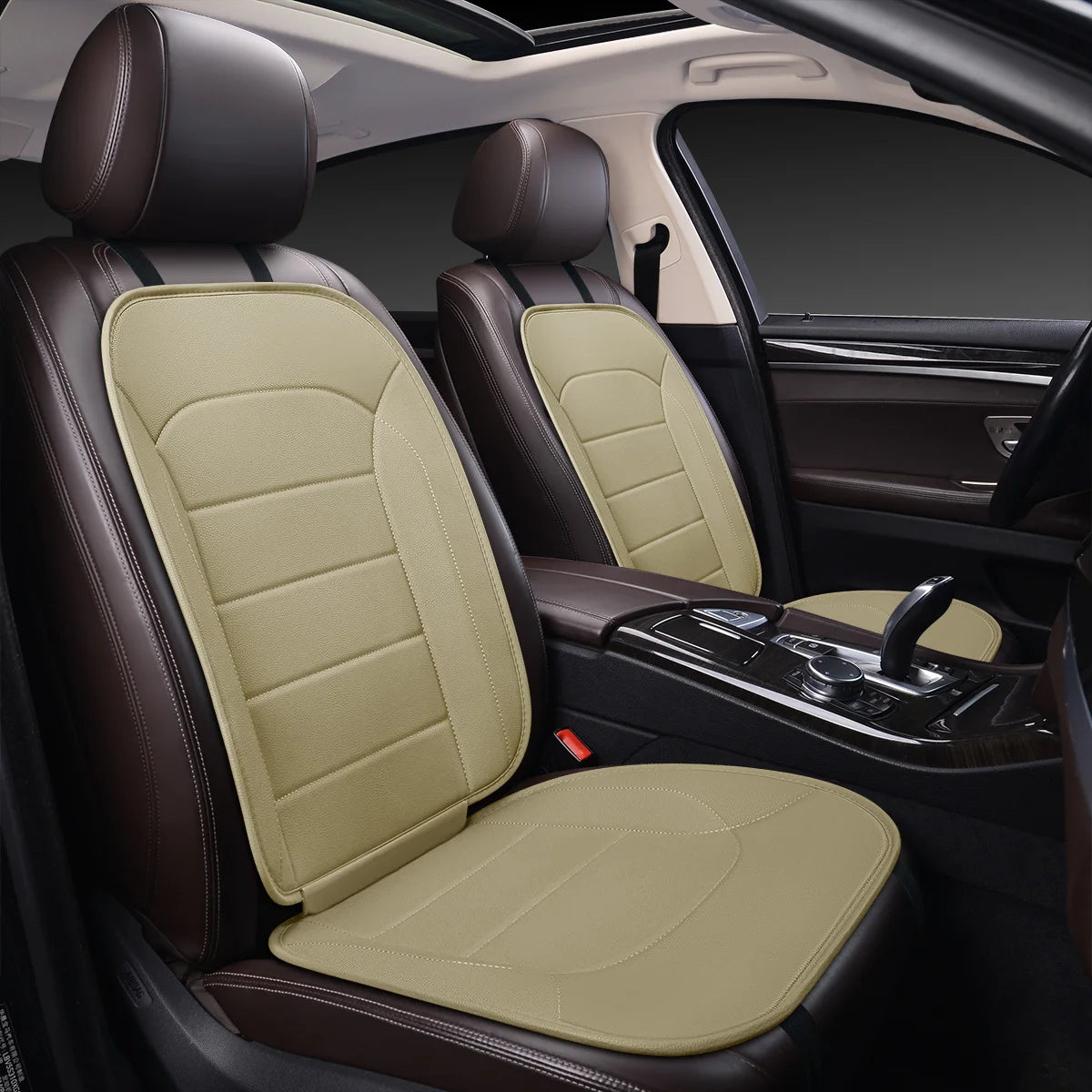Car Front Seat Cushion  Leather Integrated Seat Cover All Seasons Universal  Fits Most Cars（18*40inch）
