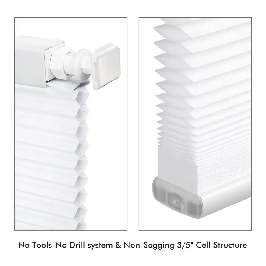 Cellular Shades, No Drill No Tools Light Filtering Honeycomb Shades, Pleated Blinds for Windows, Easy to Install, White 22 W x 4