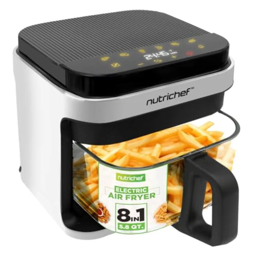 5.8 Quart Air Fryer with 8 Preset Cook Modes Transparent Fry Bowl for Optimal Cooking Results Perfect for Shrimp Steak Fries Wi