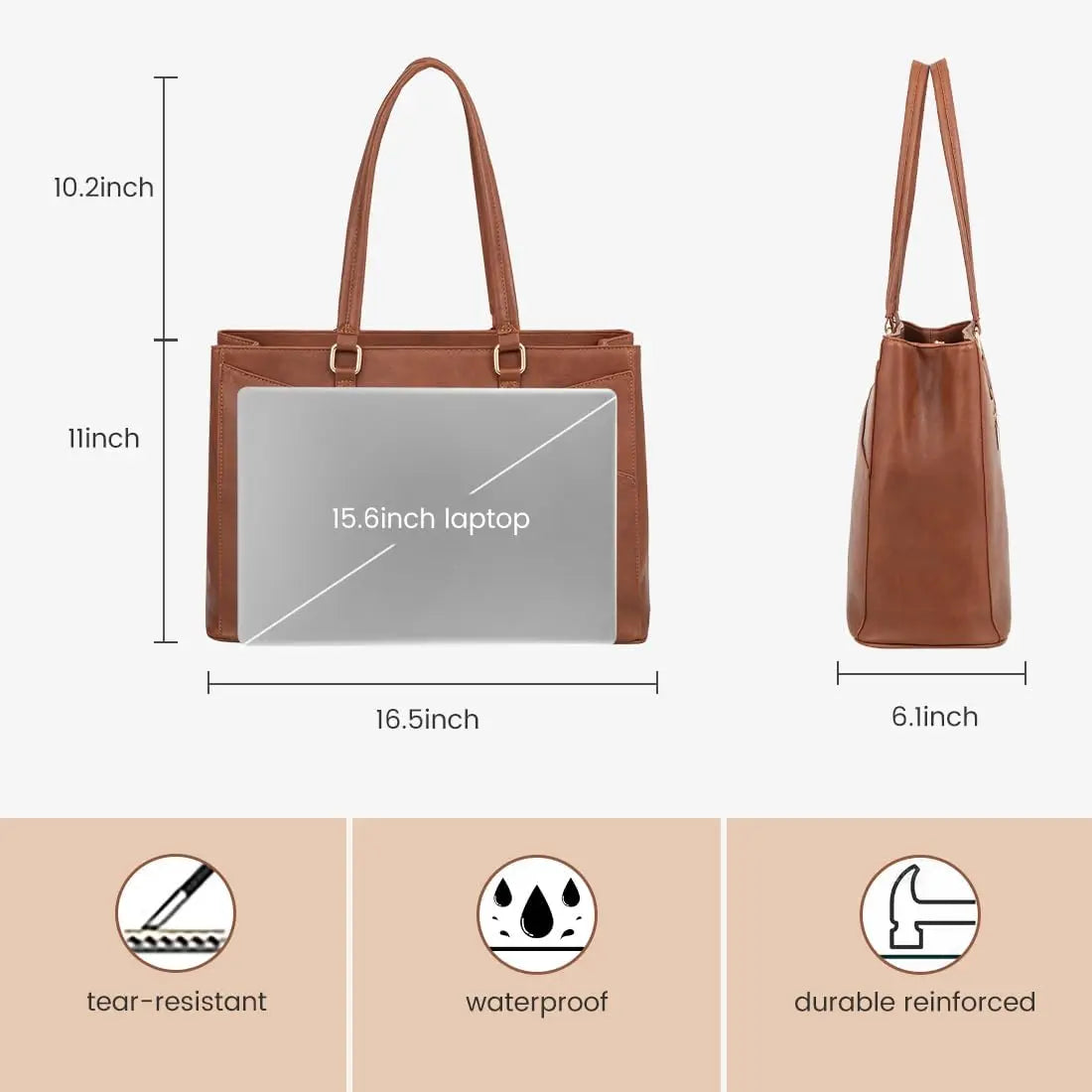 Stylish Laptop Tote Bag for Women, Fits 15.6 Inch Computer, Large Capacity Office Work Handbag
