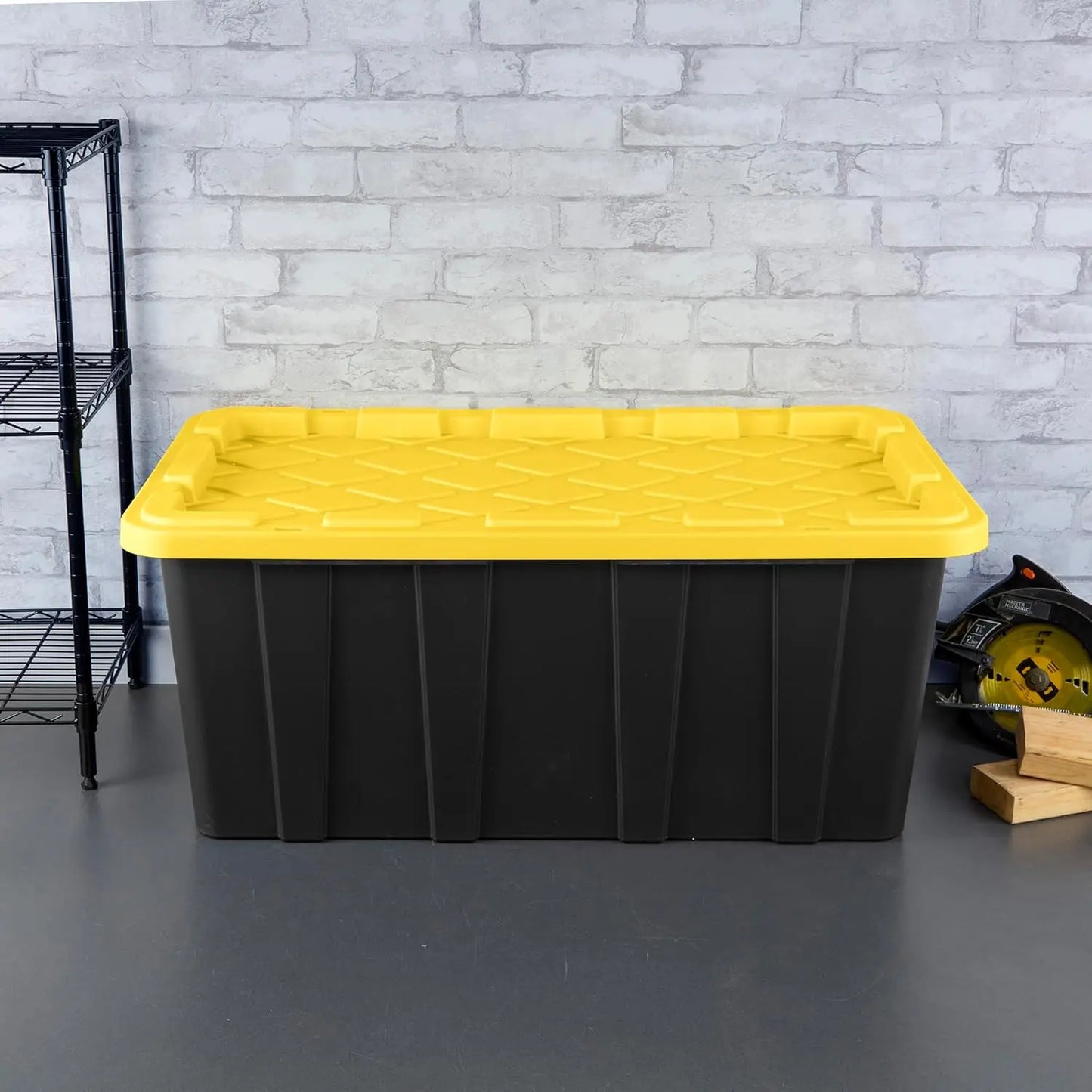 8-Pack Industrial Tote, Plastic Storage Container Bins with Lids, 38 Gallon - Heavy-Duty Organizing Containers for Closet, Bathr