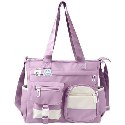 Nylon Messenger Bag Cute Shoulder Tote Bag with Multiple Pockets Large Capacity Messenger Bag for Teens Waterproof