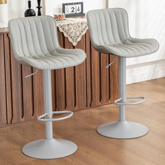 Bar Stools Set of 2, Counter Height Barstools for Kitchen Island, Modern Adjustable Swivel Gray Bar Chairs, Customized