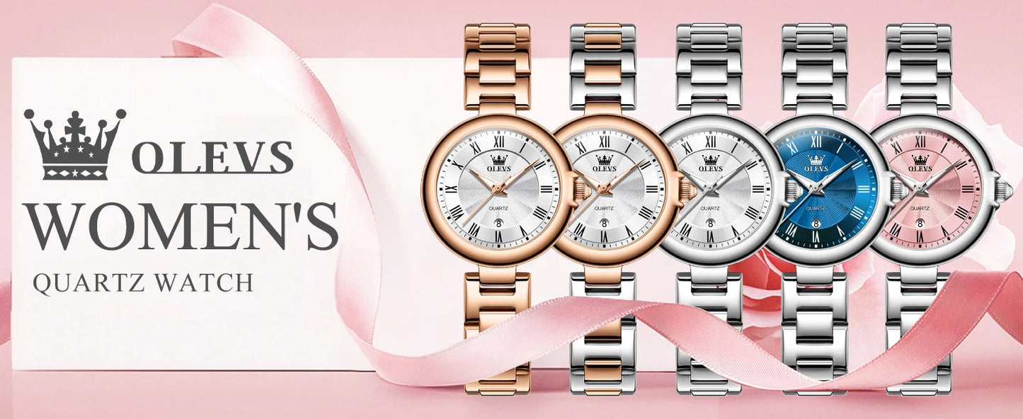 OLEVS 5608 Women Fashion Watch Stainless Steel Calendar Night Light Watch Original Brand Elegant Women Quartz Watch Reloj Mujer