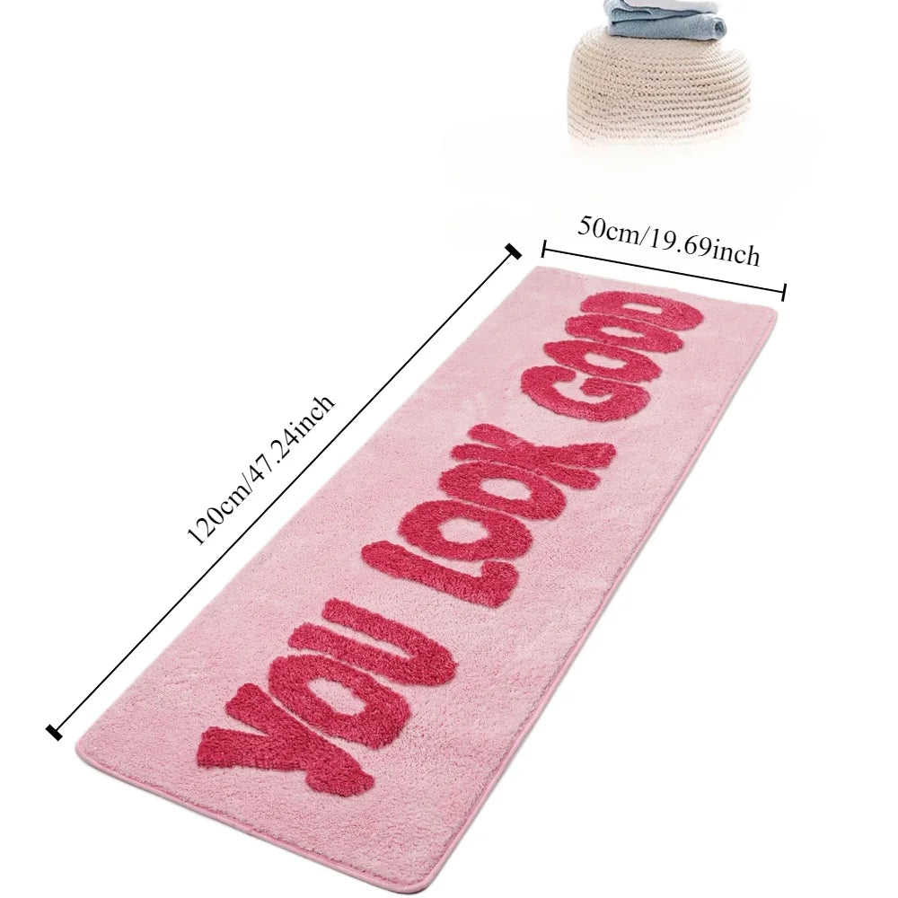 You Look Good Pink Carpet Bathroom Floor Mat Long Carpet Pink Bedroom Carpet Carpet for Live Room Bedside Rug Home Decoration