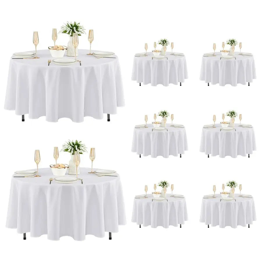 8 Pack Round Tablecloths Stain Resistant Wrinkle Free Circle Table Clothes, Washable Reusable Polyester Table Covers for Wedding
