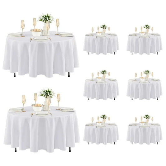 8 Pack Round Tablecloths Stain Resistant Wrinkle Free Circle Table Clothes, Washable Reusable Polyester Table Covers for Wedding