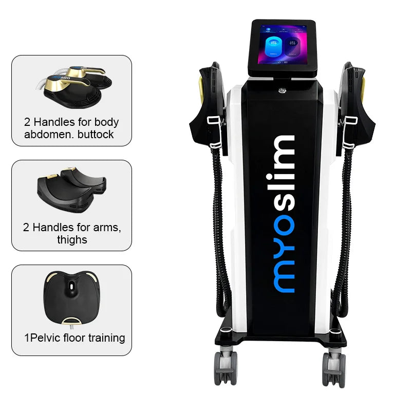 Professional RF MYOslim Body Sculpting Machine Electric Fat Burning Slimming Muscle Stimulator 15 Tes 6500W 5 Handle Neo