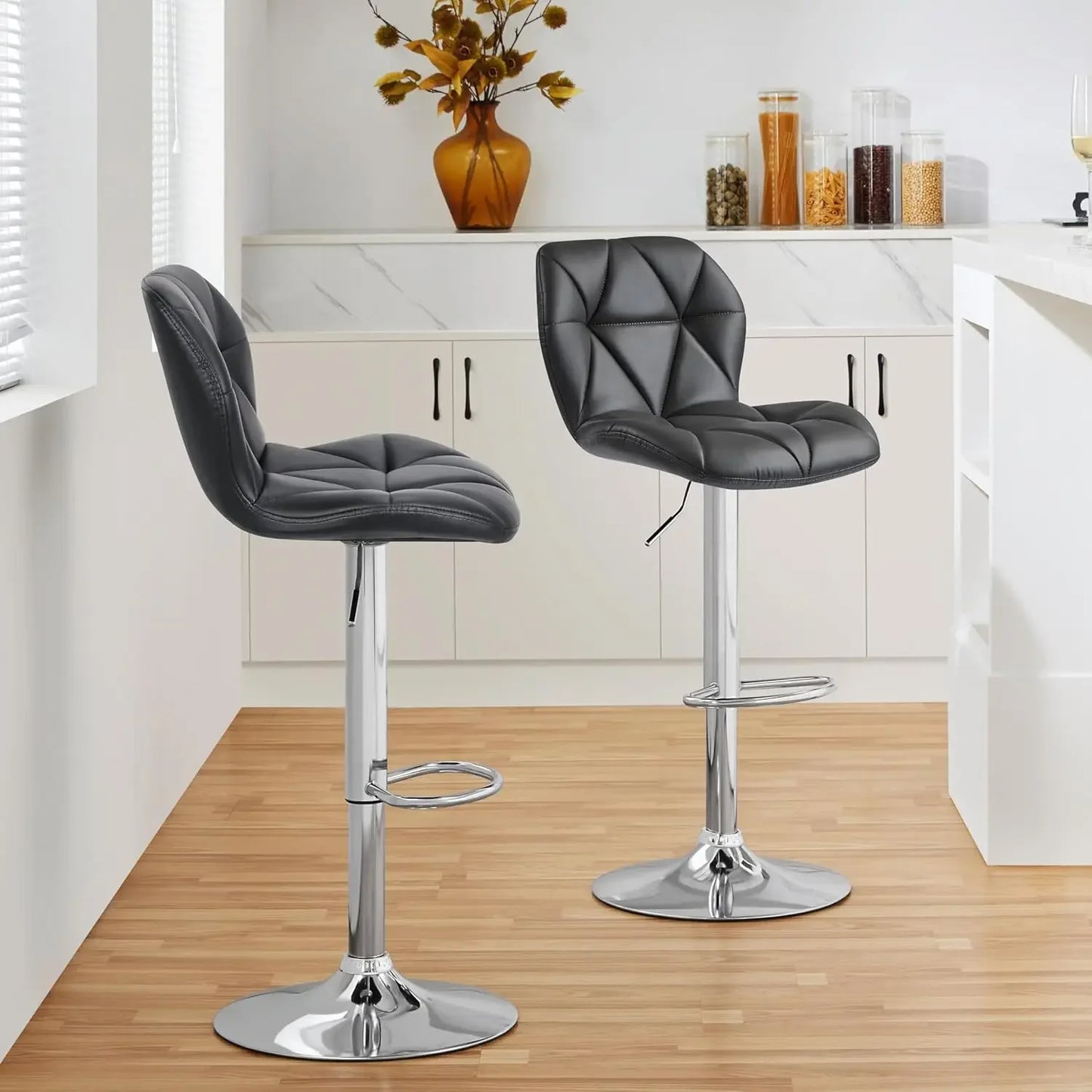Height Adjustable Swivel Barstools PU Leather Counter Stools with Backrest for Home Bar Kitchen Tall Chairs Customized