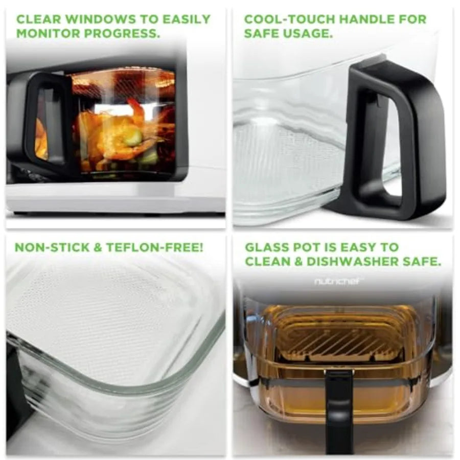 5.8 Quart Air Fryer with 8 Preset Cook Modes Transparent Fry Bowl for Optimal Cooking Results Perfect for Shrimp Steak Fries Wi