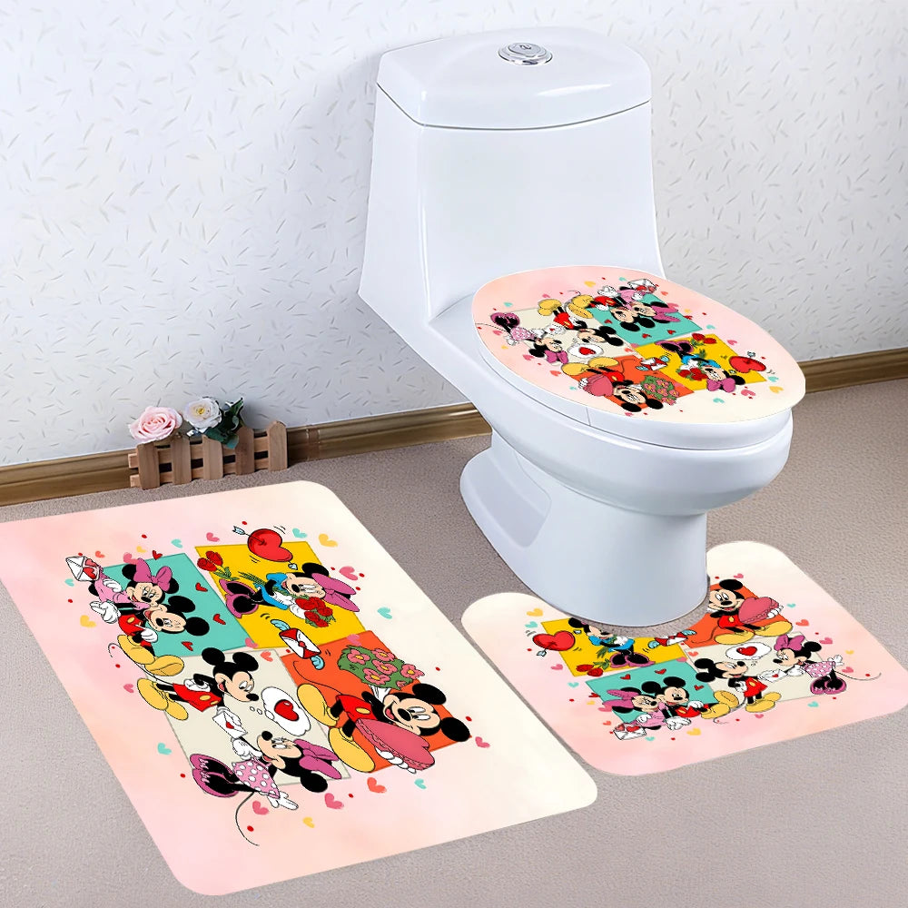 Disney Mickey Mouse Bathroom Four-piece Set - Avant-garde Waterproof Shower Curtain, creating a complete bathroom kit