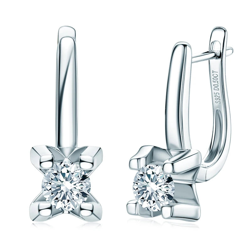 5.0mm 0.5CT Moissanite Ladies Clip Earrings 925 Sterling Silver Round Cut  Birthday Party Fashion Jewelry Gifts with Certified