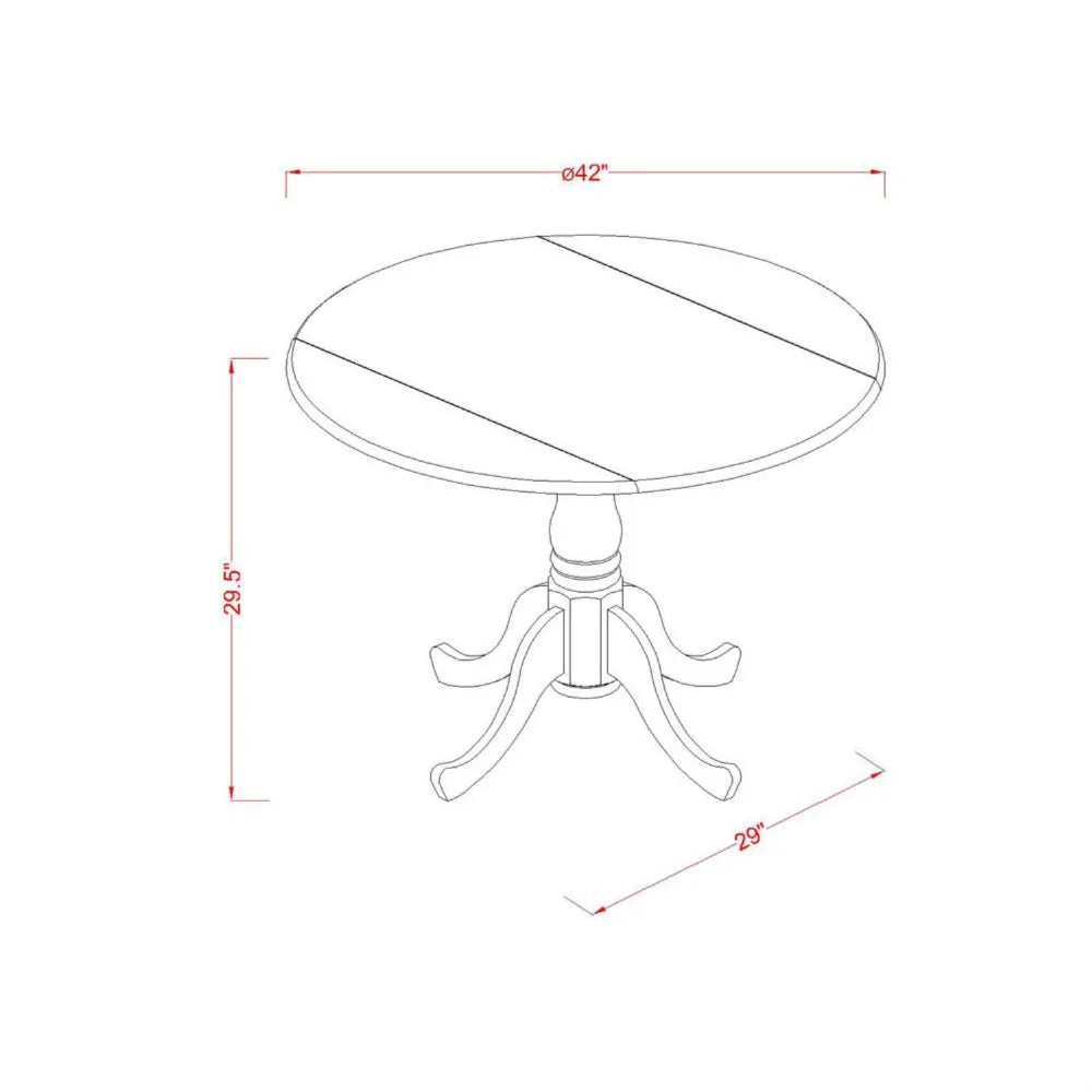 5 Piece Modern Dining Table Set Includes a Round Wooden Table with Dropleaf and 4 Faux Leather Upholstered Dining