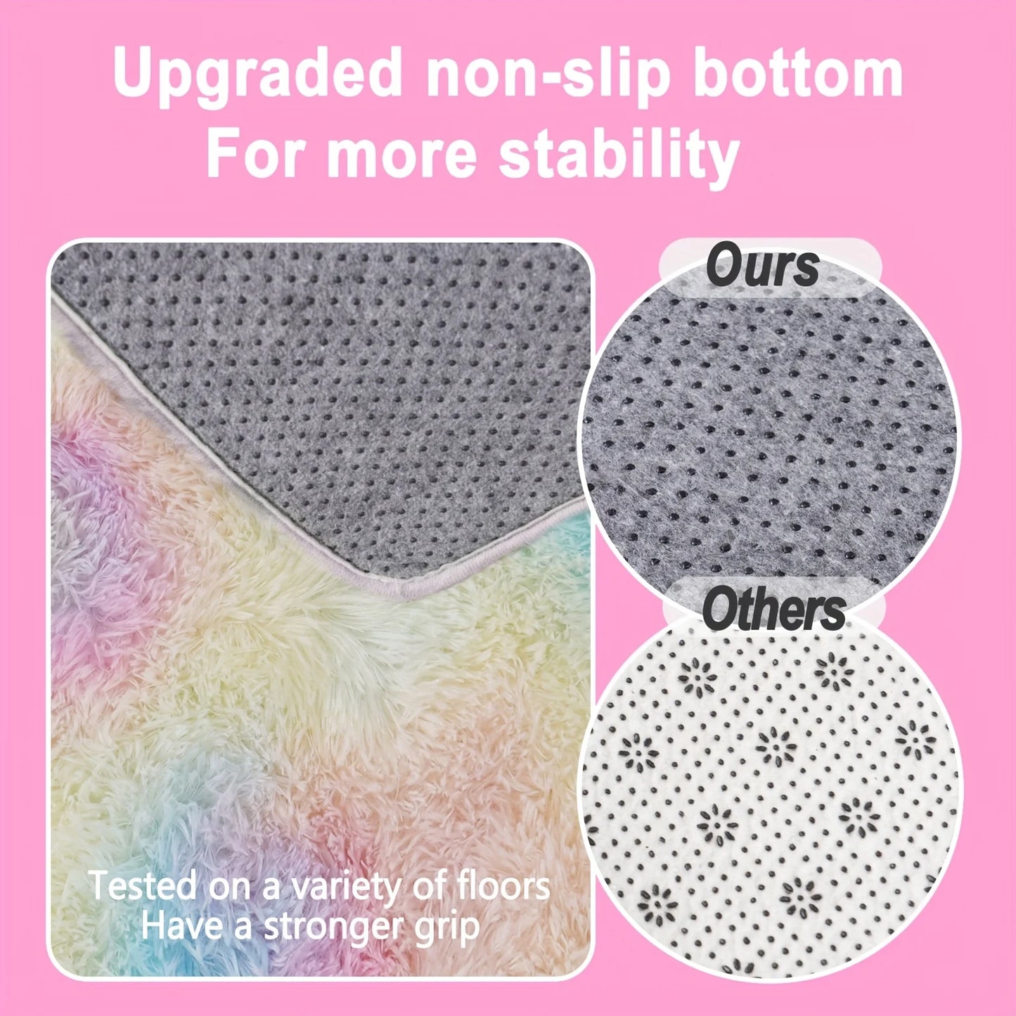 Room Decor Rug,Shaggy Non-Slip Tie-Dye Rainbow Rugs for Living Room/Bedroom/Nursery – Luxury Plush Carpet with 4 Rug Stickers