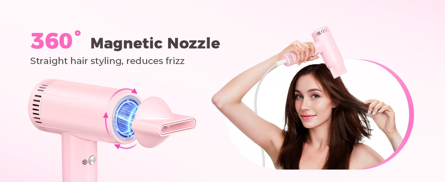 High Speed Rear-intake Hair Dryer 160000RPM Brushless Cold Hot Silent Home Hair Dryer 500 Million Negative Ion Fast Dry Blower