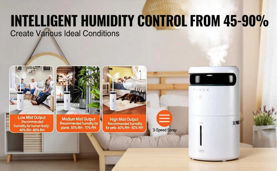 SucceBuy Humidifier for Home Large Room Commercial Humidifier for Whole House 16L Water Tank 12h Timer Auto Shut-Off Greenhouse
