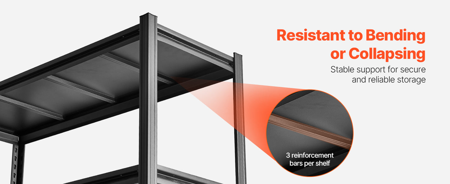 SucceBuy 5-Tier Garage Storage Shelves 2000 lbs Adjustable Metal Shelving Utility Rack Shelf for Kitchen Warehouse Basement