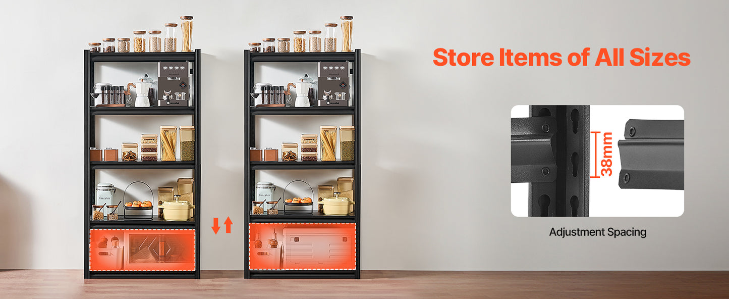 SucceBuy 5-Tier Garage Storage Shelves 2000 lbs Adjustable Metal Shelving Utility Rack Shelf for Kitchen Warehouse Basement